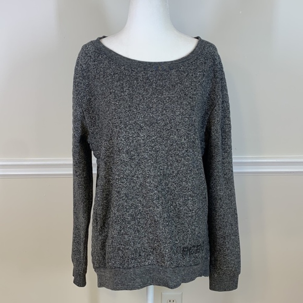BCBGMAXAZRIA Fleece Lined High-low Pockets Heather Gray Sweatshirt M